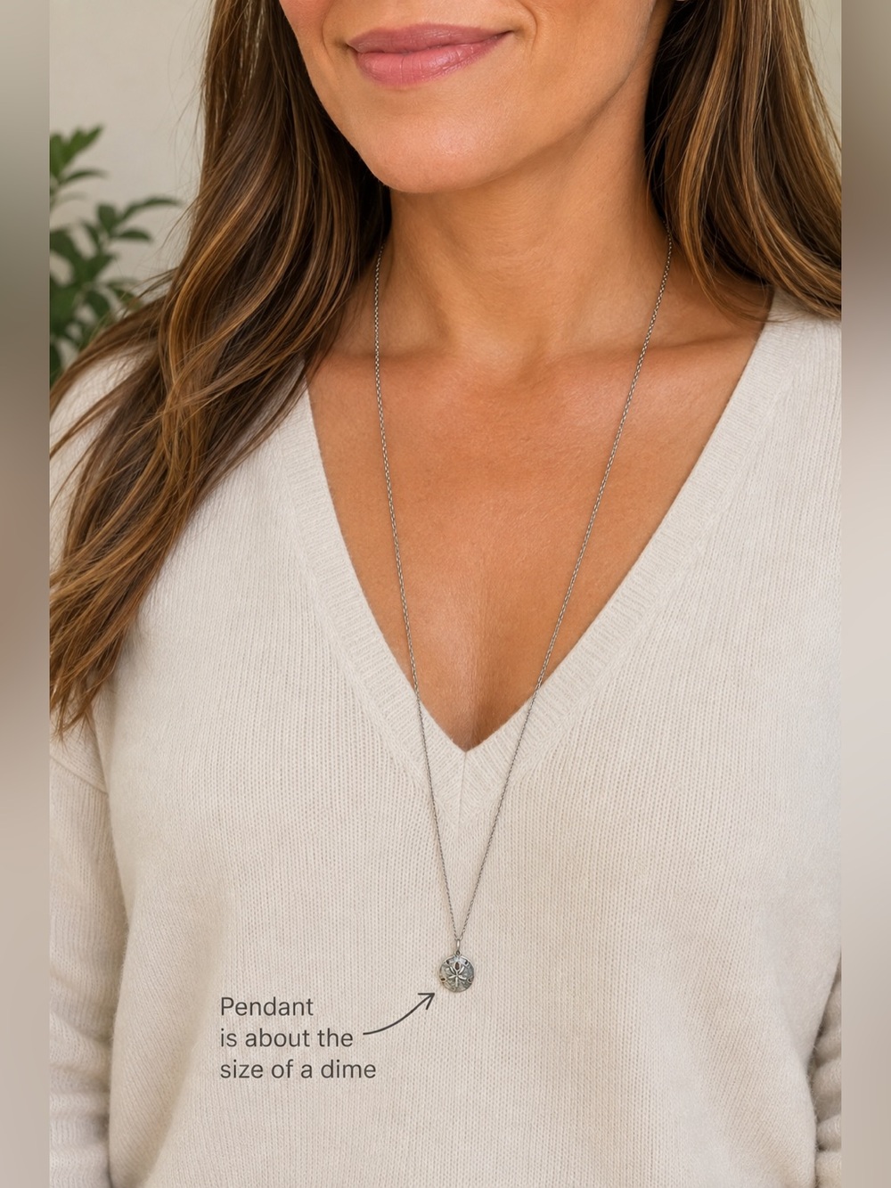 Retired James Avery Silver Sand Dollar Necklace 24" Chain 8.73 G